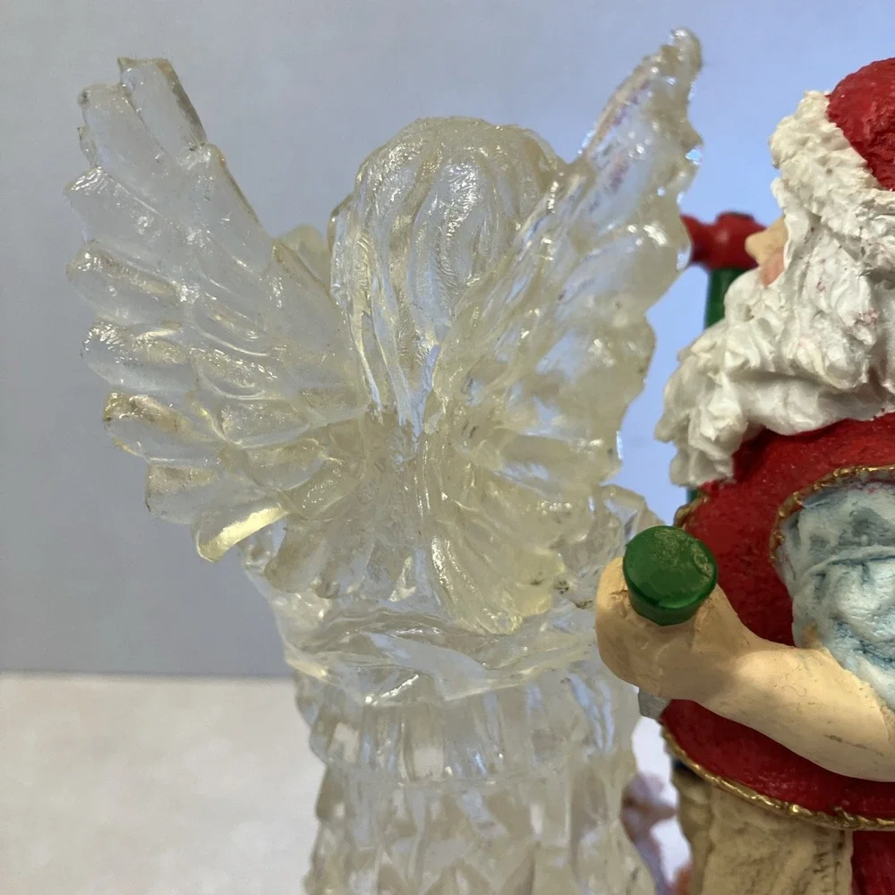 Vtg Santa Claus Carving Ice Angel Figurine Resin Christmas Decor Squirrel Bird
